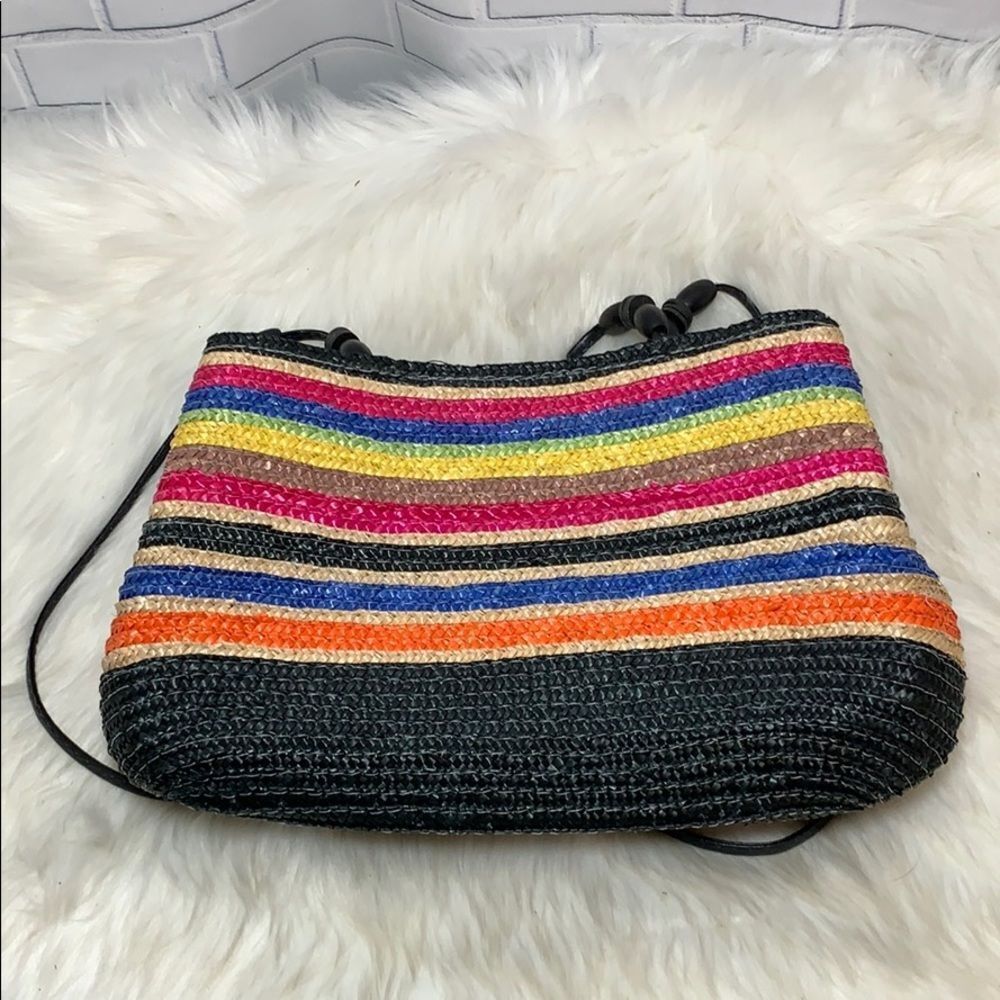 Kim Rogers Striped Straw Purse